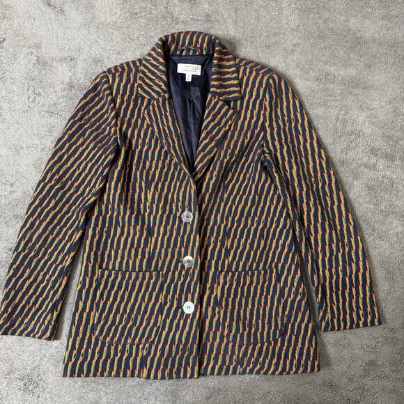 And & Other Stories Blue & Orange Stripe Jacket Blazer US 4 Holiday Fall Colors - Picture 1 of 7